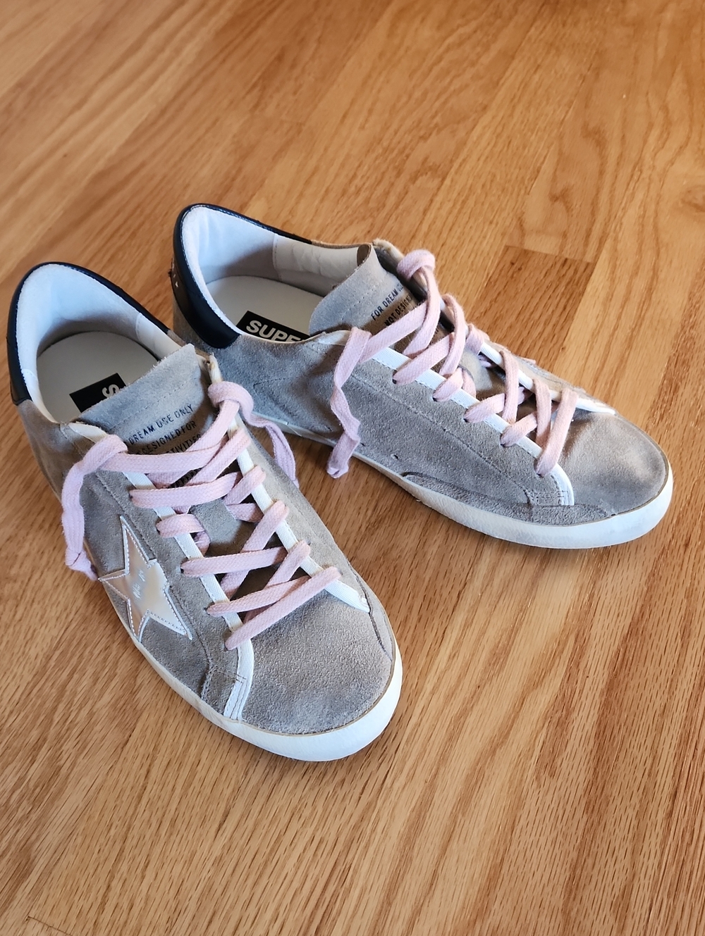 GOLDEN GOOSE Super Star, Taupe/Silver Suede, Size 40 Like New!